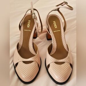 Fendi Women's Checkered Leather Block Heels, Italian Size 39